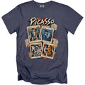 T-shirt with Picasso art featuring four postage stamps of his works.