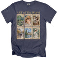 T-shirt with six postage stamps featuring French Impressionist paintings.