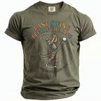 Green t-shirt with text "Last Swing Before the Ring" and golfer graphic.