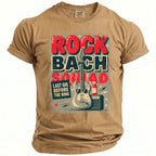 Tan t-shirt with "Rock Bach Squad Last Gig Before The Ring" graphic.