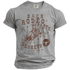 Grey t-shirt with "Bach Rodeo Party", "Kenneth", and bull rider graphic.