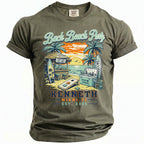 T-shirt graphic: beach party scene with text "Bach Beach Party," "Kenneth," and "Miami, FL Est. 2026."