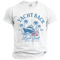 White t-shirt with "Yacht Bach Last Sail Before the Veil 2024" graphic.