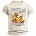 T-shirt with gold dragon, sunglasses, cigar, celebrating "Bachelor Party" and "Bach Crew".