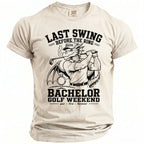 Cream t-shirt with dragon golfer graphic and text "Last Swing Before the Ring."