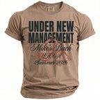 T-shirt with "Under New Management Mike's Bach L.A., CA Summer 2026" text and keys graphic.