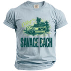 Light blue t-shirt with "CHASE'S" graffiti, pixelated screen, and "SAVAGE BACH" text.