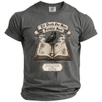A crow perches on an open book with the text "Til Death, Our Most Faithful Spell."