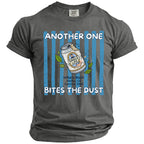 Another One Bites the Dust t-shirt with a beer can graphic and text.