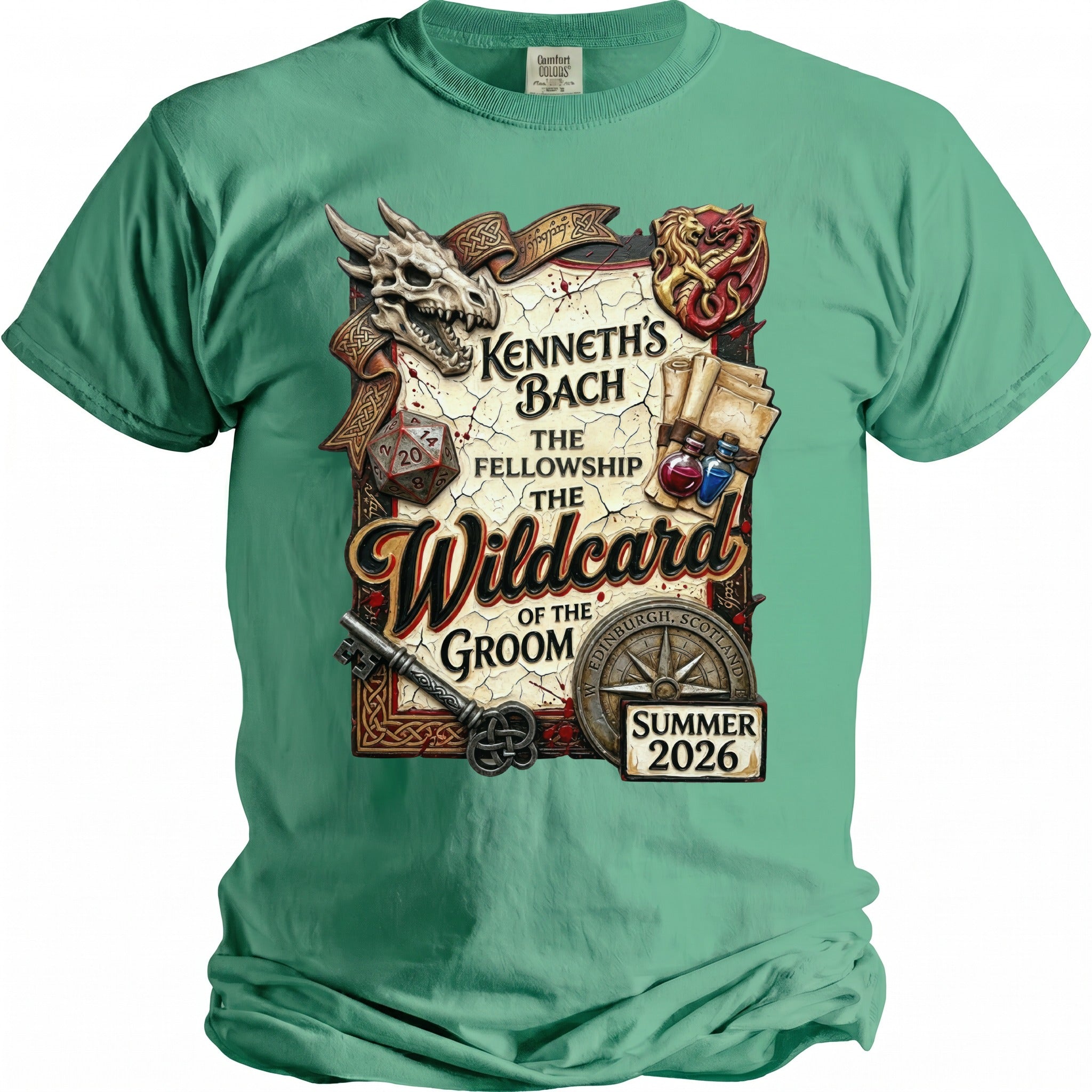 Kenneth's Bach The Fellowship The Wildcard of the Groom Summer 2026 graphic tee.