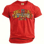Red t-shirt with "The Final Countdown Mike's Bach" graphic.
