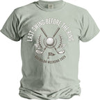 T-shirt with "Last Swing Before The Ring" and "Bachelor Weekend 2026" text.