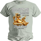T-shirt with golden dragon smoking cigar, "Dragon Me to the Altar Bachelor Party Bach Crew".