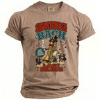 Tee with vintage graphic of a trumpet holding champagne, with text.