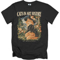 Black t-shirt with "Cats in Art History" and an impressionist cat artwork.