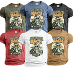 Six t-shirts in different colors featuring "Alpine Bach" text and mountain graphic.