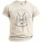 Light tan t-shirt with "Last Swing Before The Ring" and "Bachelor Weekend 2026" graphics.