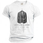 White t-shirt with a grey suit graphic, "Gentleman Groom Suits Before Vows," and "Sebastian's Bach New York, NY Summer 2026".