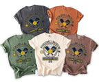 Five t-shirts in various colors featuring "Garrett's Bach 26" pickleball design.