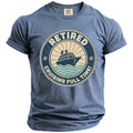 Blue t-shirt with "Retired Cruising Full Time!" and cruise ship graphic.