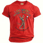 Red t-shirt with "Last Swing Before The Ring" and golfer graphic.