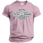 Mauve t-shirt with "Mike's Bach Malibu, CA The Final Countdown" graphic.