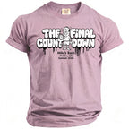 Pink t-shirt with "The Final Countdown" graphic and Bach event details.