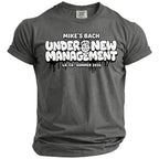 Grey t-shirt with "Mike's Bach Under New Management" graphic and LA, CA Summer 2026.