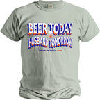 Light green t-shirt with "BEER TODAY HUSBAND TOMORROW" and "BACHELOR PARTY 2026" text.