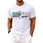White t-shirt with "Last Fling" text featuring a cartoon ring, diamond, and middle finger.
