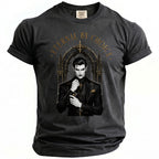 Dark t-shirt with a vampire graphic and "Eternal by Choice" text.
