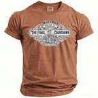 Brown t-shirt with "Mike's Bach Malibu CA The Final Countdown Summer 2026" graphic.