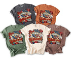 T-shirts featuring an eagle, dice, cards, and text "Red White Wildcard" for a bachelor party.