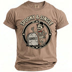 T-shirt with skeleton next to tombstone reading "Single" with "Spooky & Single" text.