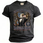 Eagle wearing suit holding beer bottle, with text "Bachelor Party" and "Flying Into Forever".