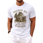 T-shirt with a dragon graphic and text about a bachelor party.