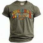 Olive green t-shirt with retro graphic "The Final Mike's Bach" and "Malibu, CA Summer 2026"