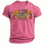 Pink t-shirt with "The Final Countdown" design and "Malibu, CA Summer 2026" text.