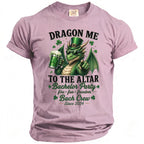 Dragon pointing with beer mug, to the altar bachelor party, since 2024.