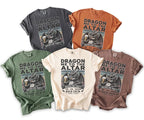 T-shirts with a dragon wearing sunglasses and holding a beer, saying "Dragon Me to the Altar."