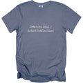 Blue t-shirt with "Creative Soul / Artist (definition)" printed on chest.