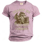 Dragon graphic with text "Dragon Me To The Altar" and "Bachelor Party" on a lavender t-shirt.