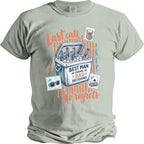 T-shirt with cooler of beer, "Last call," "Best Man in charge of Bad Decisions," and "No regrets."