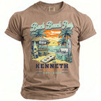 T-shirt graphic: Beach party scene with text "Bach Beach Party," "Kenneth," and "Miami, FL Est. 2026."