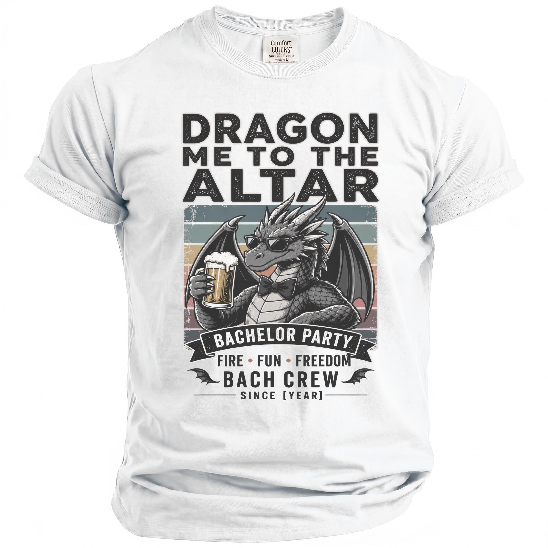 Dragon Me to the Altar Bachelor Party Bach Crew graphic t-shirt.