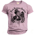 Dark Romance Bachelor t-shirt featuring skeleton in suit, New Orleans buildings, and text.