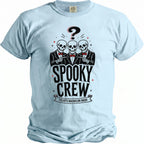 Light blue t-shirt with "Spooky Crew" and "Tyler's Bachelor Bash" text.