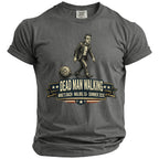 T-shirt with "Dead Man Walking" graphic featuring ball and chain, Mike's Bach, Malibu, CA, Summer 2026.
