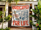 Banner says "Handicapped for Life" with golf theme, "Mike's Bach Malibu, CA Summer 2026".