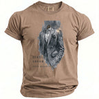 Taupe t-shirt with sketch of tuxedo and text "Gentleman Groom Suits Before Vows".